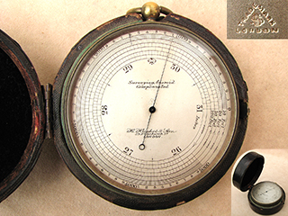 Rare Francis Barker & Son surveying barometer retailed by H Hughes & Son, circa 1890